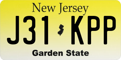 NJ license plate J31KPP