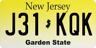 NJ license plate J31KQK