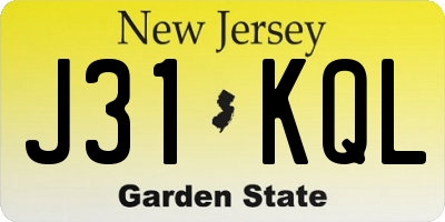 NJ license plate J31KQL