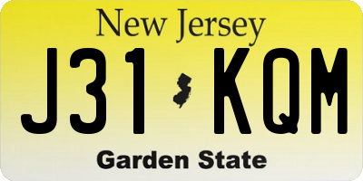 NJ license plate J31KQM