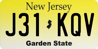 NJ license plate J31KQV