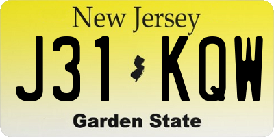 NJ license plate J31KQW