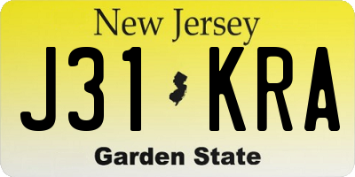 NJ license plate J31KRA