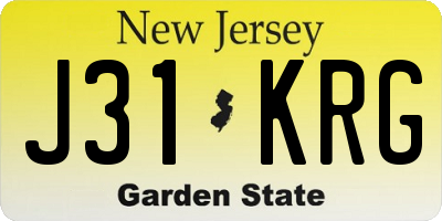 NJ license plate J31KRG