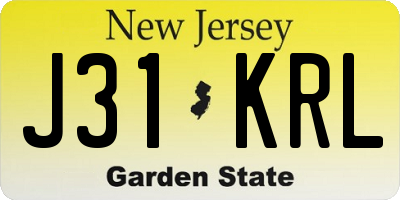 NJ license plate J31KRL