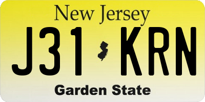 NJ license plate J31KRN