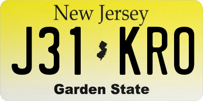 NJ license plate J31KRO