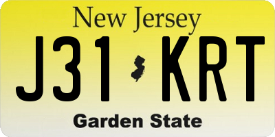 NJ license plate J31KRT