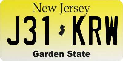 NJ license plate J31KRW
