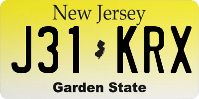NJ license plate J31KRX