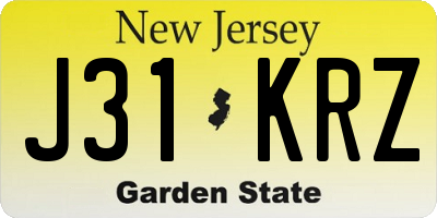 NJ license plate J31KRZ