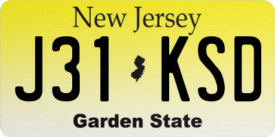 NJ license plate J31KSD