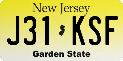 NJ license plate J31KSF