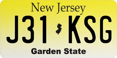 NJ license plate J31KSG