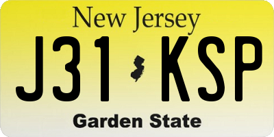 NJ license plate J31KSP