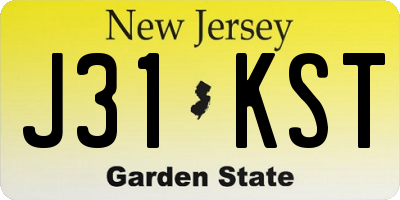 NJ license plate J31KST