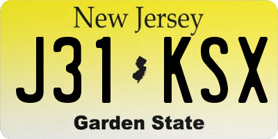 NJ license plate J31KSX