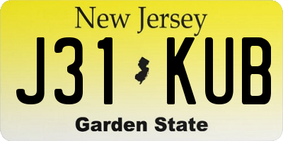 NJ license plate J31KUB