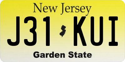 NJ license plate J31KUI