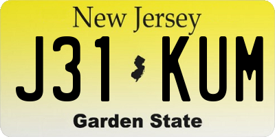 NJ license plate J31KUM