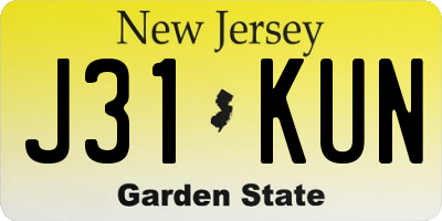 NJ license plate J31KUN