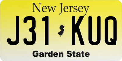 NJ license plate J31KUQ