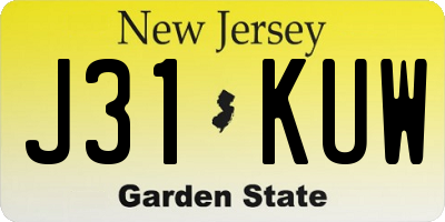 NJ license plate J31KUW