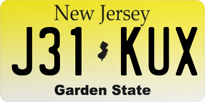 NJ license plate J31KUX