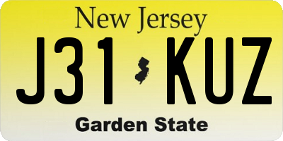 NJ license plate J31KUZ
