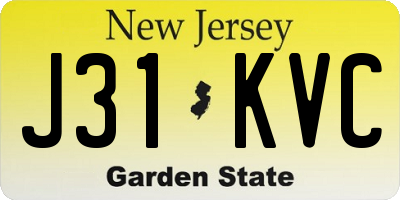 NJ license plate J31KVC