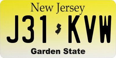 NJ license plate J31KVW
