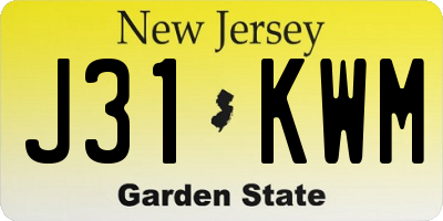 NJ license plate J31KWM