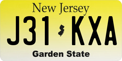 NJ license plate J31KXA