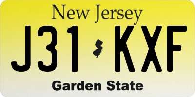 NJ license plate J31KXF