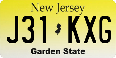 NJ license plate J31KXG