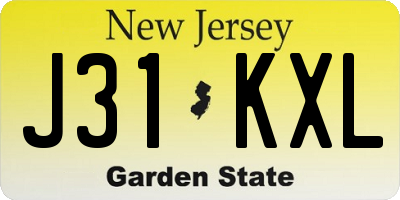 NJ license plate J31KXL
