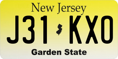 NJ license plate J31KXO