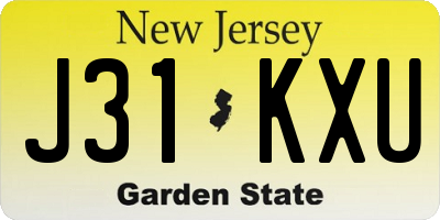 NJ license plate J31KXU