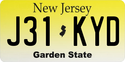 NJ license plate J31KYD