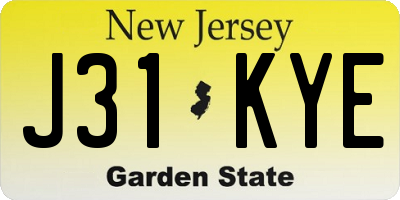 NJ license plate J31KYE
