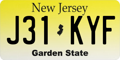 NJ license plate J31KYF