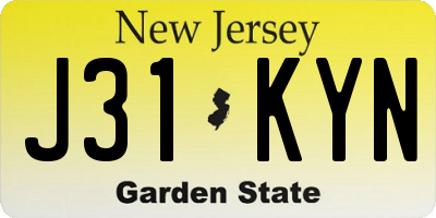NJ license plate J31KYN