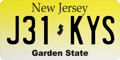 NJ license plate J31KYS