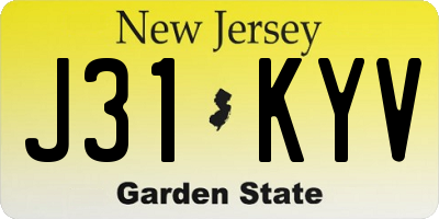 NJ license plate J31KYV