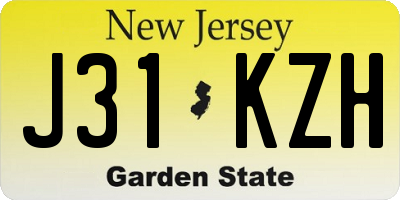 NJ license plate J31KZH