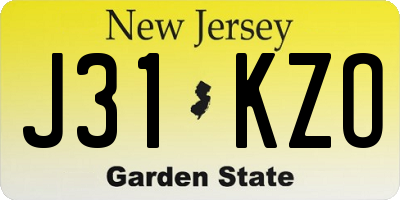 NJ license plate J31KZO