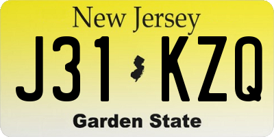 NJ license plate J31KZQ