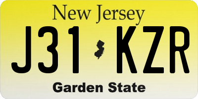 NJ license plate J31KZR