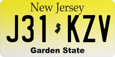 NJ license plate J31KZV