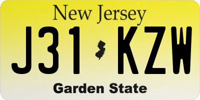 NJ license plate J31KZW